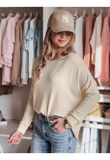 Sweter damski one size oversize gładki SENZIA brzoskwiniowy Dstreet MY2446