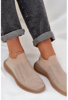 Dámské nazouvací sportovní boty se zdobením D&A – béžové