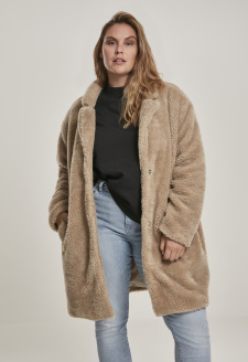 Dámský oversized Sherpa Coat pískový