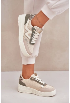 Dámské sportovní boty na platformě s panterkovým vzorem – zelené Lorori