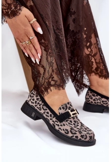 Dámské semišové mokasíny s panterkovým vzorem Vinceza – šedé