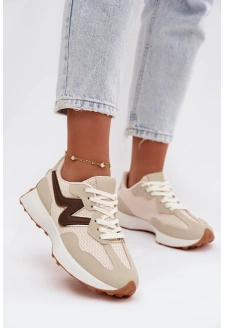 Dámské sportovní boty na platformě – béžové Janelora