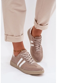 Dámské kožené nízké tenisky Zazoo – tmavě béžové