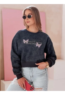 Bluza damska oversize tie-dye w motyle SPARKI granatowa Dstreet BY1403