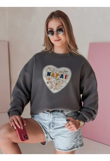 Bluza damska oversize z sercem SERDUCHOVA grafitowa Dstreet BY1441