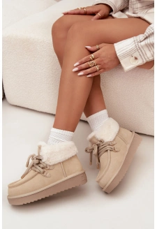 Dámské sněhule D.Franklin z přírodního semiše – světle béžové