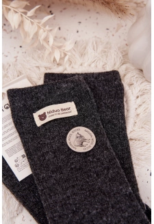 Dámské teplé vlněné ponožky s nášivkou – tmavě šedé