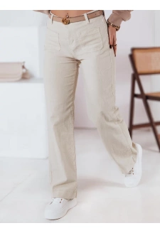 Spodnie damskie sztrukoswe wide leg WELVIA jasnobeżowe Dstreet UY2302