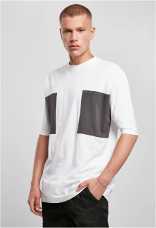 Velké dvojité kapsové tričko bílé/asfaltové