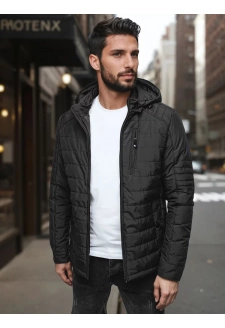 Kurtka męska przejściowa pikowana z kapturem czarna Dstreet TX5003