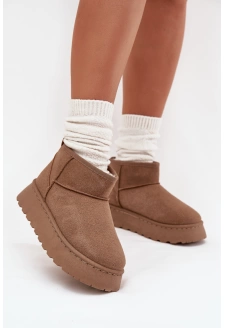 Dámské sněhule na platformě s kožíškem Vesirae – khaki