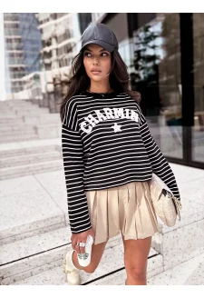 Dámský svetr s pruhy AURORA černý Dstreet MY2074