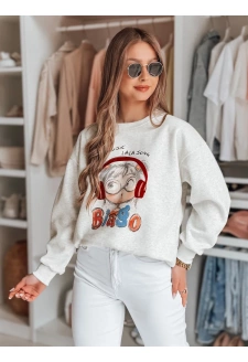 Bluza damska oversize z nadrukiem LALA VIBE szara Dstreet BY1503