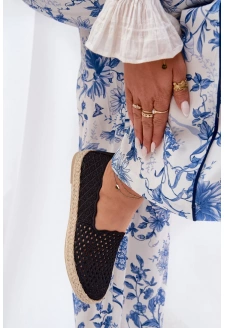 Dámské espadrilky s pleteným detailem – černé