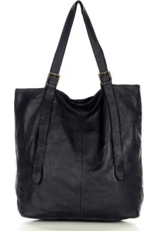 MARCO MAZZINI černá prostorná kožená shopper kabelka
