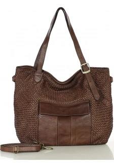 MARCO MAZZINI Velká hnědá tkaná kabelka