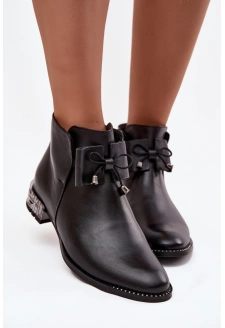 Dámské kožené boty na nízkém podpatku Zazoo – černé