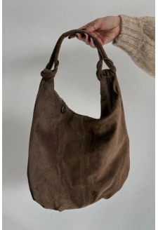 Dámská kabelka z přírodního semiše Floriah – tmavě béžová