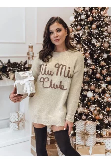 Dámský svetr one size MIU MIU s nápisem béžový Dstreet MY2346
