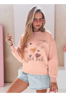 Bluza damska oversize z sercami PINKNOTE różowa Dstreet BY1500