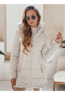 Kurtka zimowa damska pikowana z kapturem jasnoszara Dstreet TY5092