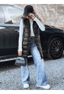 Kamizelka damska pikowana z kapturem czarna Dstreet TY5259