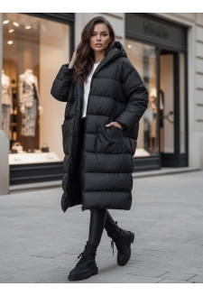 Kurtka zimowa damska oversize z kapturem ANNIKA czarna Dstreet TY4541z