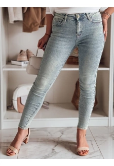 Spodnie damskie jeansowe skinny ze zdobieniem GLAMSKIN niebieskie Dstreet UY2441