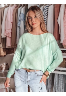 Sweter damski one size oversize gładki SENZIA miętowy Dstreet MY2445