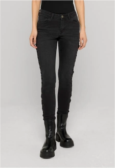 Dámské džínové kalhoty Lace Up Skinny Pants - černé