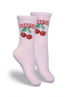 Dětské a juniorské ponožky CHERRIES – pudrově růžové