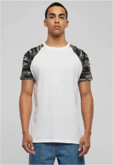 Kontrastní raglánové tričko wht/darkcamo