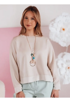 Bluzka damska masełko oversize z wisiorkiem NUBISS mokka Dstreet RY2797