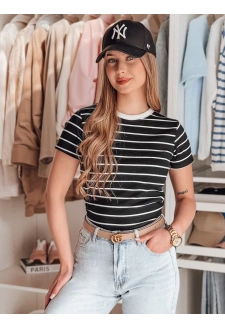 T-shirt damskie basic w paski LINESS czarny Dstreet RY2817