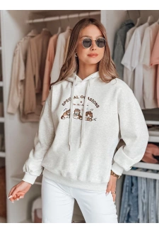 Bluza damska oversize z kapturem SPECIAL KITTY szara Dstreet BY1510