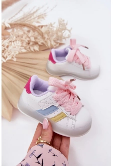 Dětské sportovní sneakers se svítící podrážkou Arielle – bílo-růžové