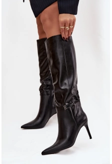 Dámské kotníkové boty Lisanne na jehlovém podpatku s páskem – černé