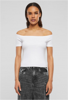 Dámské tričko Organic Off Shoulder Rib - bílé