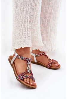 Dámské ploché sandály s pletenými pásky a ozdobnými připínkami Artiker – multikolor