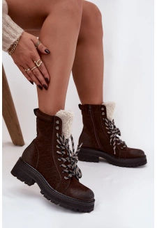 Dámské trapery z eko kůže – čokoládové Bellora