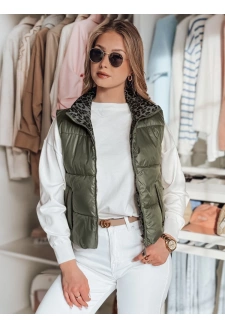 Krótka kamizelka damska dwustronna CHIPUFF zielona Dstreet TY4824