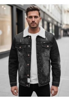 Kurtka męska jeansowa ocieplana z kożuchem szara Dstreet TX4728z