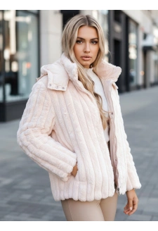 Kurtka damska futrzana z kapturem różowa Dstreet TY5277z