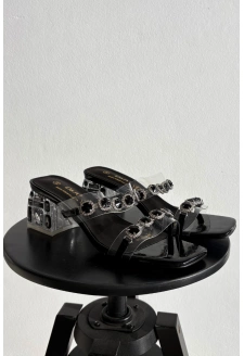 Dámské pantofle s krystalky D&A – černé