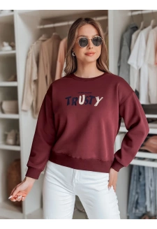 Bluza damska oversize z haftem SOFTRUS bordowa Dstreet BY1407