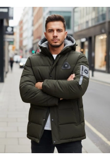 Kurtka męska zimowa z kapturem zielona Dstreet TX5092