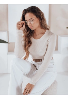 Damski sweter prążkowany NOLVIE ecru Dstreet MY2495