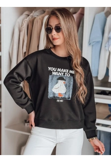 Bluza damska oversize z nadrukiem GOOSHY czarna Dstreet BY1429