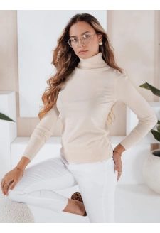 Damski sweter z golfem VANORIA kremowy Dstreet MY2487