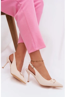 Dámské sandály na jehlovém podpatku s ozdobným detailem Lurella – světle béžové